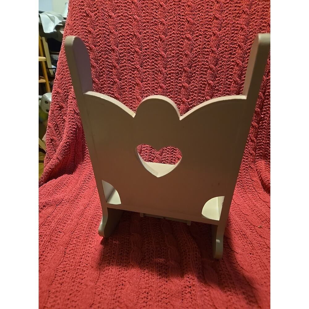 Vintage Taupe Color Wood Rocking Doll Chair With Music 11x7 Inch 4 Inch Seat - Picture 4 of 5